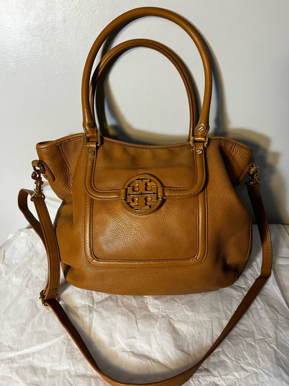Tory Burch Cognac Brown Leather Satchel